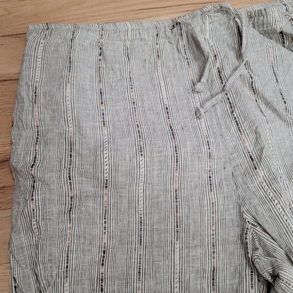 Eskandar Linen Blend Wide Leg Pants Drawstring Textured - Picture 3 of 12